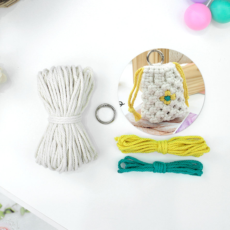 Daisy Earphone Bag Weaving Kit Macrame Kit | Drawstring Design | Adjustable Size | DIY Gift