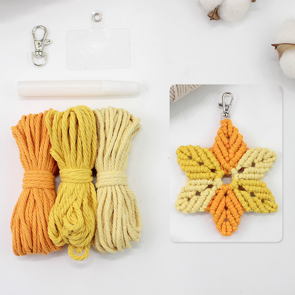 Hexagon Star Pendant Keychain Weaving Kit Macrame Kit | Multi-Colors | Simple & Elegant | Keychain/Decor | Beginner DIY Set