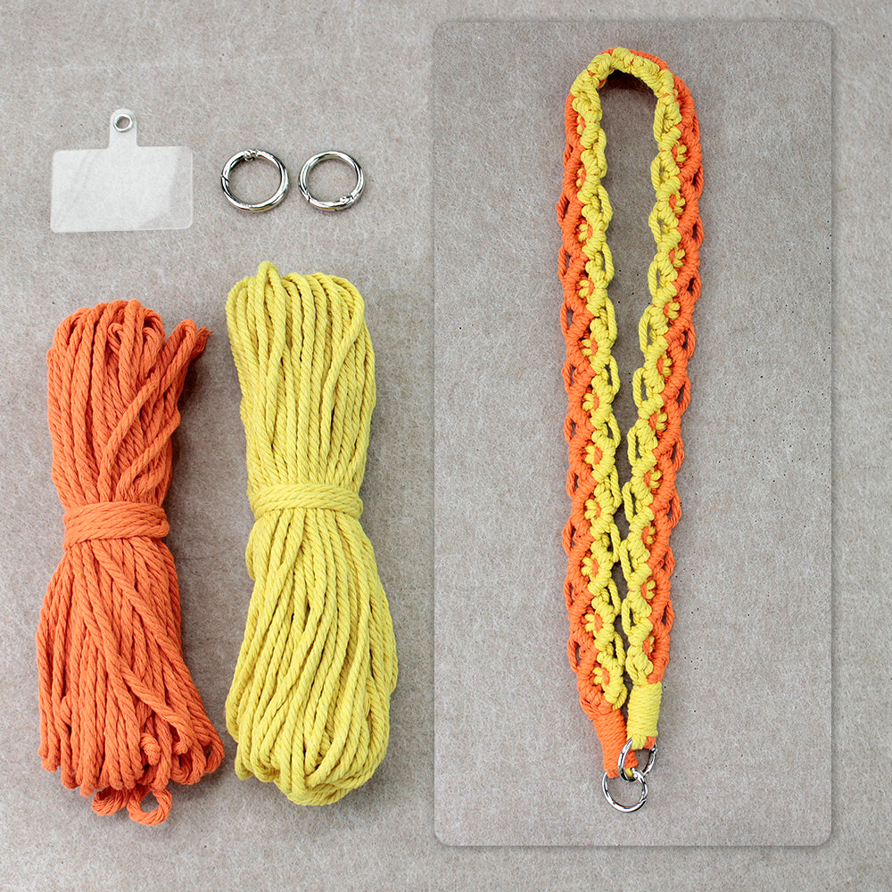 Macrame Kit Diagonal Curl Knot Phone Lanyard/Keychain Kit | Dopamine Contrast Colors | Camera Strap/Bag Strap | Beginner-Friendly