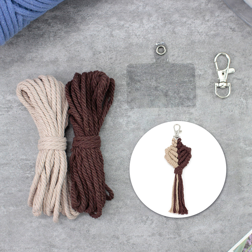 Macrame Keychain DIY Kit - Heart-Shaped Handmade Weaving Supplies with English Tutorial | Craft Set