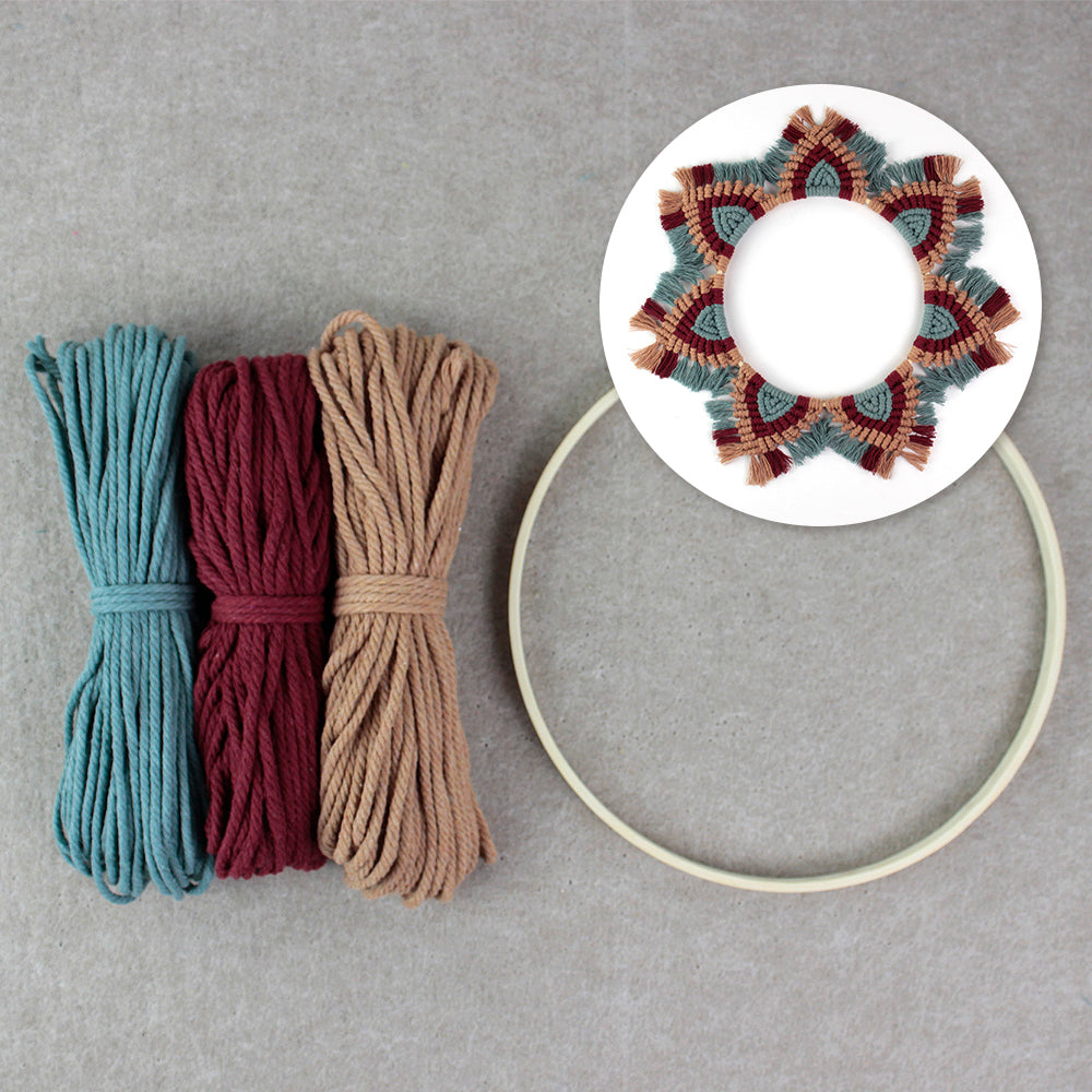 Macrame Kit Mandala Ring Macrame Kit | 3-Color Combination | Bedroom/Living Room Decor | Beginner-Friendly | DIY Gift