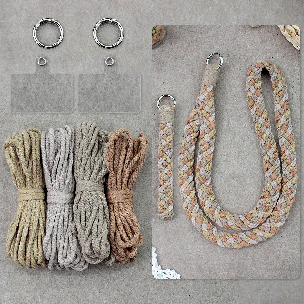 Macrame Kit 4-Strand Braid Keychain Combo Kit | Anti-Lost String/Bag Strap | English Tutorial | Beginner-Friendly | Handmade Gift