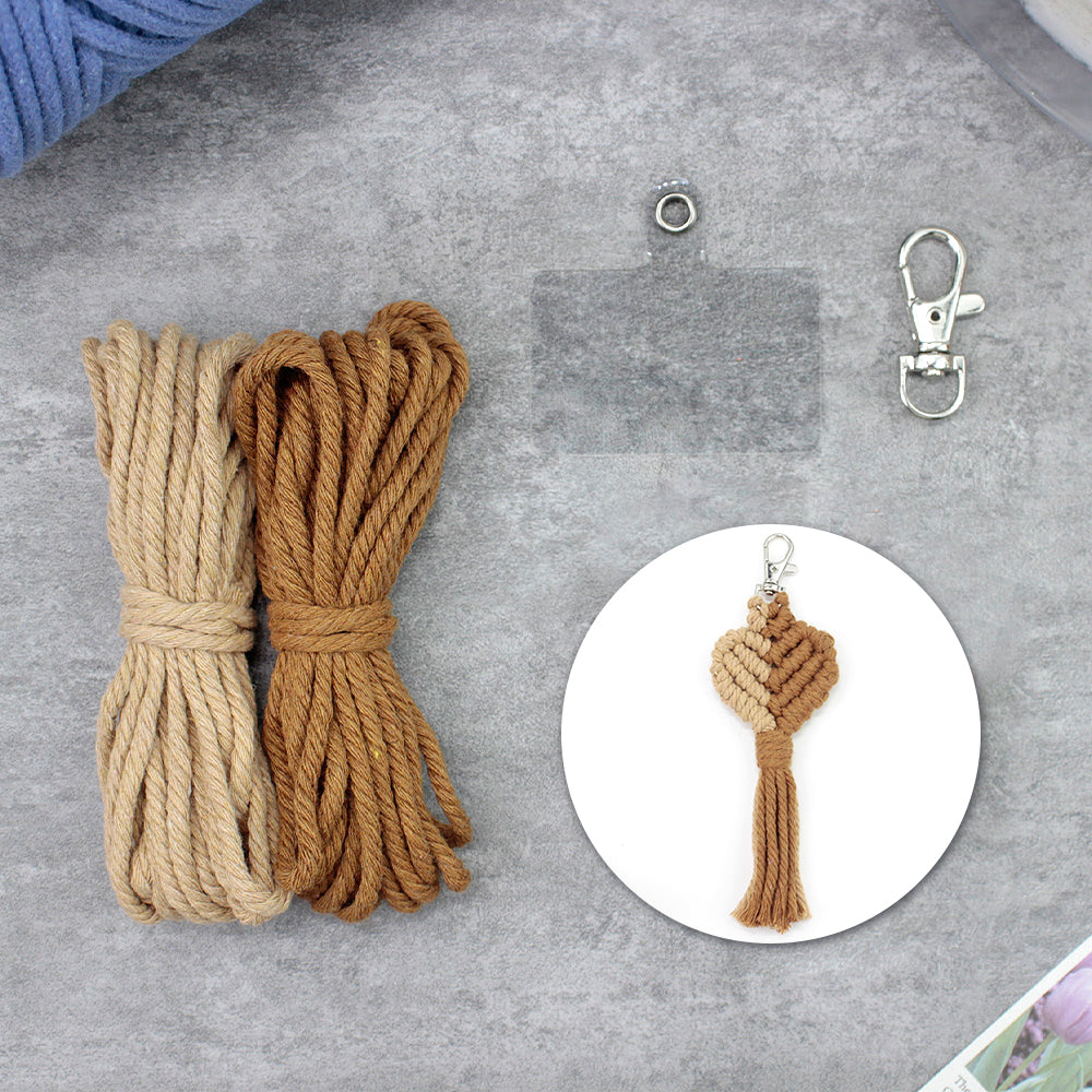 Macrame Keychain DIY Kit - Heart-Shaped Handmade Weaving Supplies with English Tutorial | Craft Set