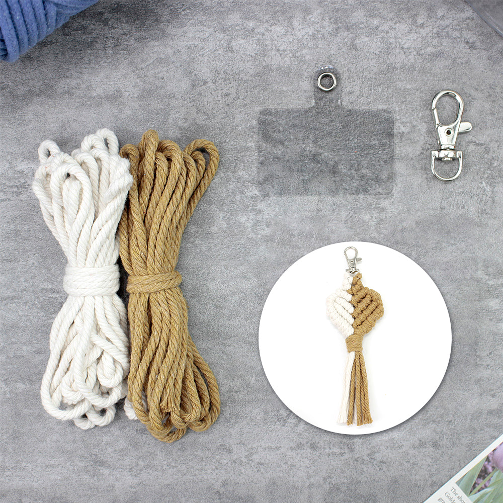 Macrame Keychain DIY Kit - Heart-Shaped Handmade Weaving Supplies with English Tutorial | Craft Set