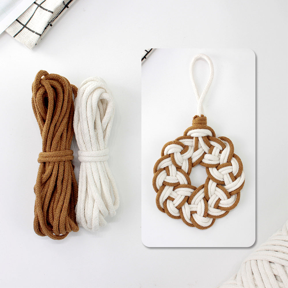 Macrame Kit Round Lace Coaster Weaving Kit | Light Color Elegance | Color Edging | Heat Pad | Beginner Weaving | Fits Most Cups