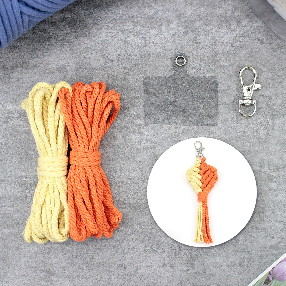 Macrame Keychain DIY Kit - Heart-Shaped Handmade Weaving Supplies with English Tutorial | Craft Set