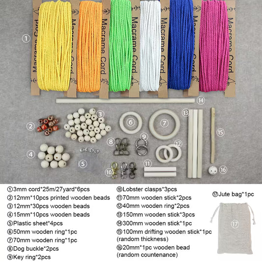 Macrame Kit for Beginners, Boho Multi Pattern Combo Kit, Make 11 Crafts Gift
