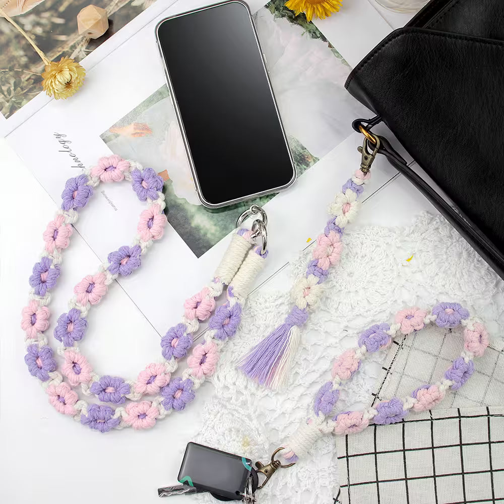 Macrame Kit for Beginners, Boho Daisy Macrame 3Pcs DIY Kit for Keychain & Handmade Gifts