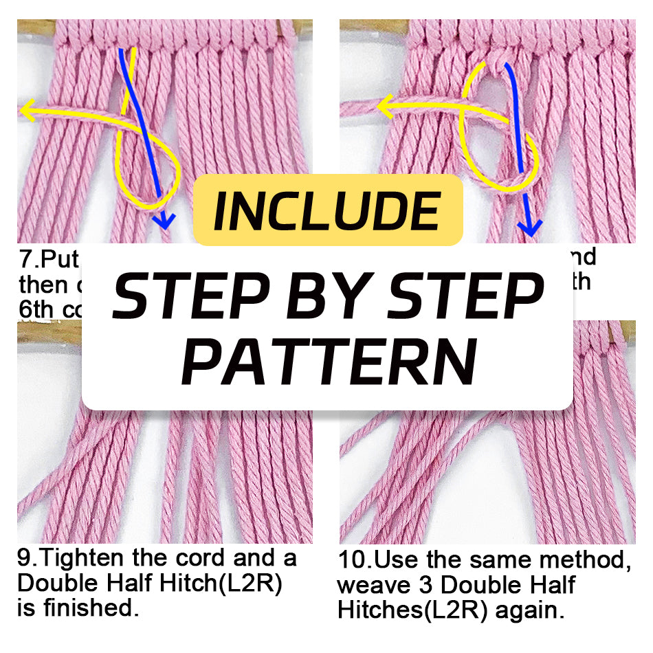 Macrame Kit Dopamine Mini Tapestry Weaving Kit | Triangle Body+Bottom Fringes | Multi-Color Option | Bedroom/Living Room Decor | Beginner-Friendly
