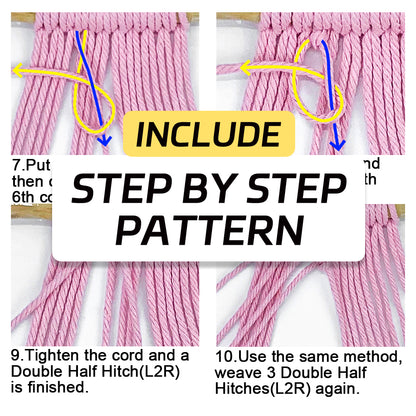 Macrame Kit Dopamine Mini Tapestry Weaving Kit | Triangle Body+Bottom Fringes | Multi-Color Option | Bedroom/Living Room Decor | Beginner-Friendly