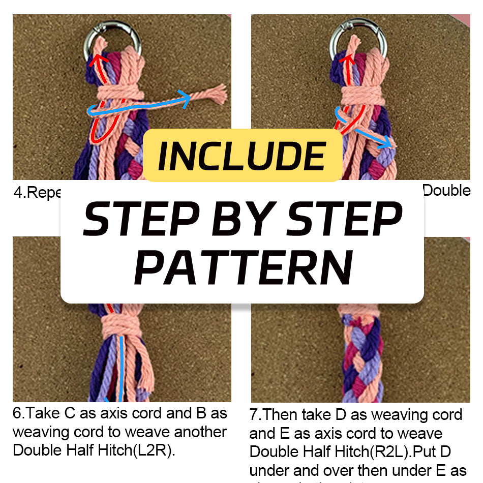 4-Strand Braid Lanyard/Keychain Weaving Kit Macrame Kit | Multi-Colors | Simple Elegant | Anti-Lost Strap/Bag Charm | Beginner DIY Set