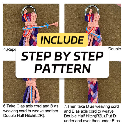 4-Strand Braid Lanyard/Keychain Weaving Kit Macrame Kit | Multi-Colors | Simple Elegant | Anti-Lost Strap/Bag Charm | Beginner DIY Set