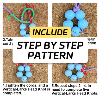 Wood Bead Flower Keychain Weaving Kit Macrame Kit | Multi-Colors | Cute Vitality | Bag Charm/Keychain | Beginner DIY Set