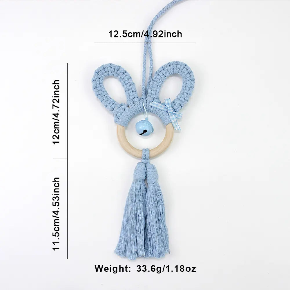 Macrame Kit for Beginners, Boho Rabbit Car Hanging DIY Craft Kit, Vintage Ethnic Ornament Making Set