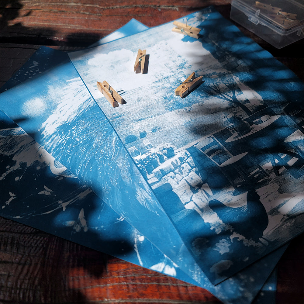 Cyanotype Set A4 Blank Cyanotype Film Kit 5-Sheet Trial Pack Custom Printable Patterns For Advanced DIY/Photography Enthusiasts