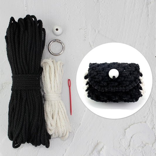 Square Earphone Bag Weaving Kit Macrame Kit | Bead Buckle Anti-Drop | Multi-Storage Use | DIY Gift | Beginner-Friendly