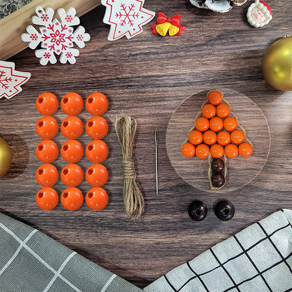 Christmas Wooden Bead Tree Weaving Kit Macrame Kit | Car/Home Use | 2-Color Beads (Exquisite Shape) | Holiday DIY Gift | Beginner-Suitable