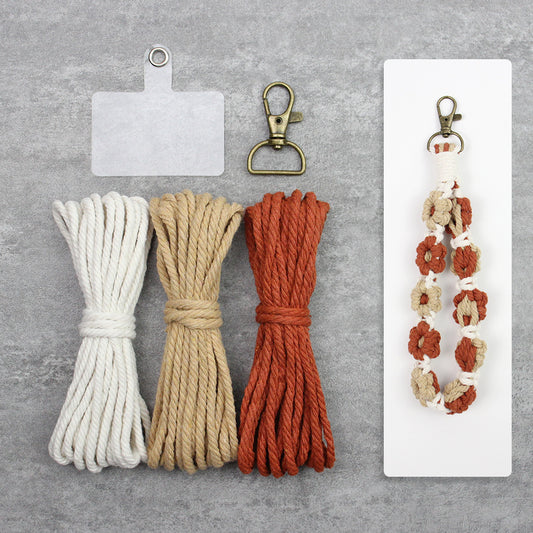 Daisy Keychain Wristband Weaving Craft Material Kit Macrame Kit High-quality Polyester Cord (3 colors, 3.5 meters each) with Tutorial Antique Copper Dog Clasp + Phone Clip Alternating Color Daisy Pattern Beginner-friendly Can be used as an Anti-loss Cord