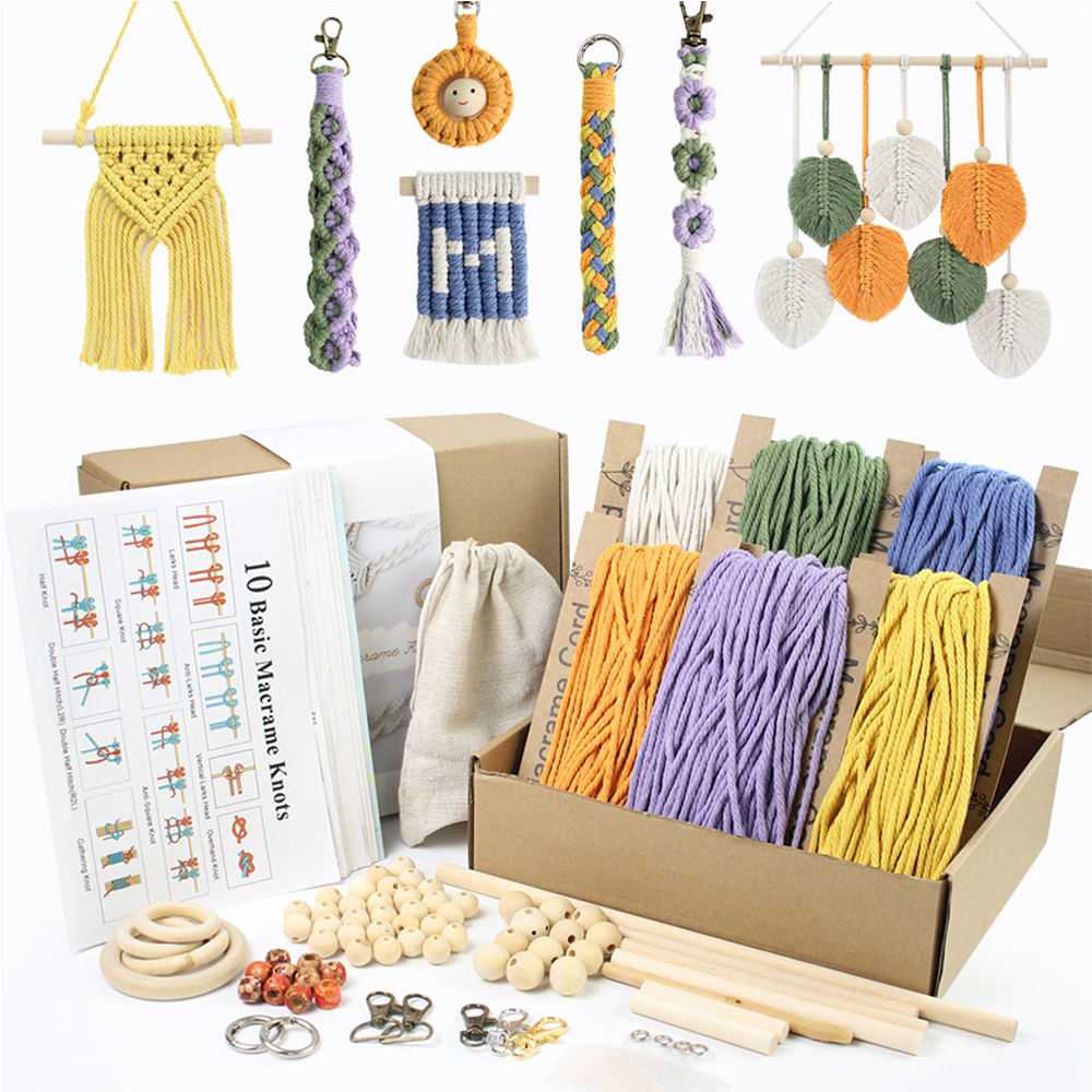Gift Boxed Macrame DIY Kit - All-in-One Weaving Set with English Tutorial | Handmade Craft Gift Bundle