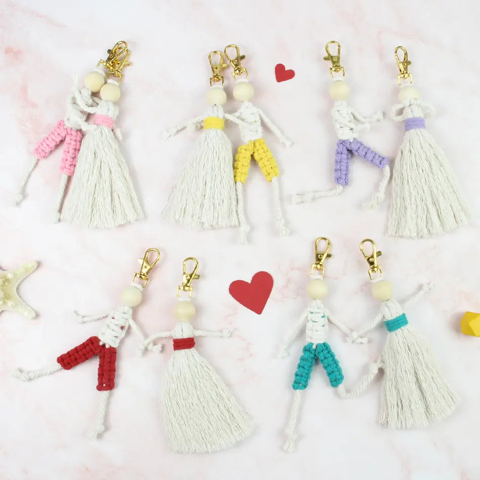 Macrame Kit for Beginners | DIY Boy & Girl Figure Macrame Keychain Craft Kit