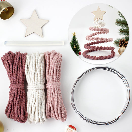 Gradient Half-Knot Christmas Tree Weaving Kit Macrame Kit | Polyester Rope | Holiday DIY Gift | Home Decor | Beginner-Suitable | Tabletop Decor