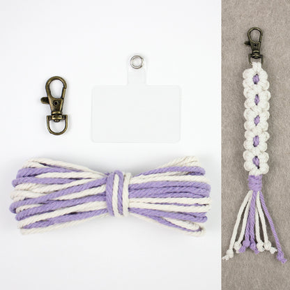 White Daisy Keychain Wristband Weaving Kit Macrame Kit: Premium Polyester Rope (2 colors, 3m each), Tutorial, Bronze Dog Clasp  Phone Clip, White Petals & Colored Center, Beginner-Friendly, For Pendants