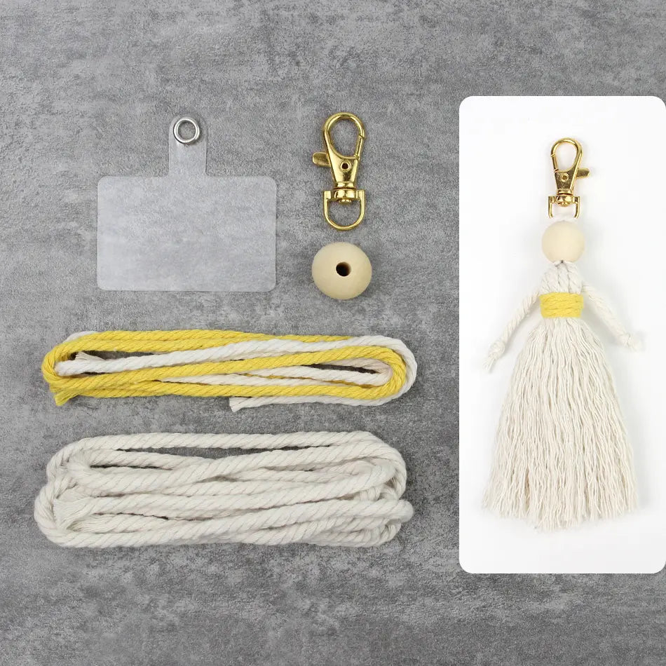 Macrame Kit for Beginners | DIY Girl Figure Macrame Keychain Craft Kit