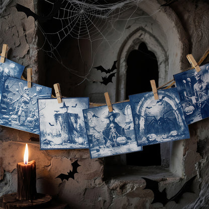 Halloween Cyanotype DIY Big Kit - 45 Sheets Sun Art Paper + 9 Halloween Films, Retro Printing/Mini Cyanotype Cards, For Beginners cyanotype set
