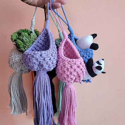 Mini Eggshell-Shaped Macrame Kit for Beginners - DIY Woven Hanging Basket, Home Decor Plant Hammock, Storage Basket,Mini Hanging Storage Basket, Home Plant Corner Decor