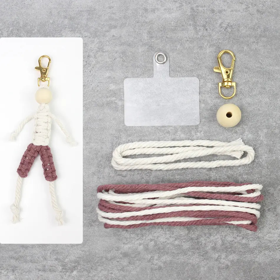 Macrame Kit for Beginners | DIY Boy Figure Macrame Keychain Craft Kit