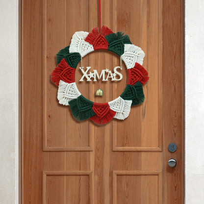 Christmas Wreath Weaving Kit Macrame Kit | Letter Wood Piece+Bell | Reusable | Holiday DIY Gift | Beginner-Suitable | Home Holiday Decor | Beginner-Friendly