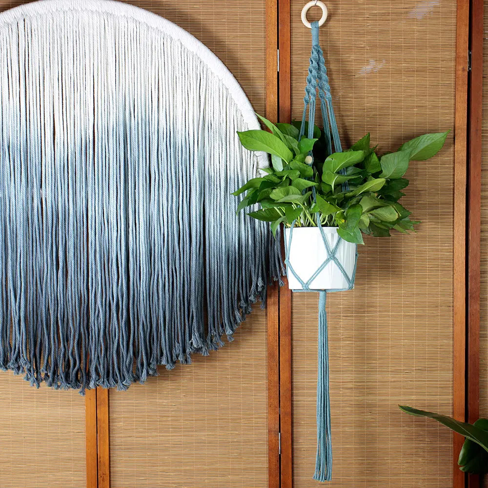 Macrame Kit for Beginners, Boho Wooden Bead Plant Hanger DIY Kit, Home Decor Gift