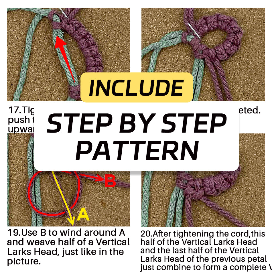 Handmade Flower Macrame DIY Kit - All-in-One Weaving Supplies with English Tutorial | Craft Set