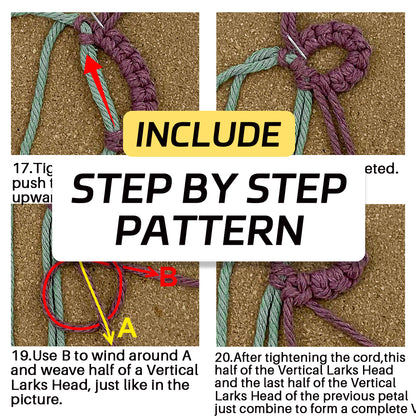 Handmade Flower Macrame DIY Kit - All-in-One Weaving Supplies with English Tutorial | Craft Set