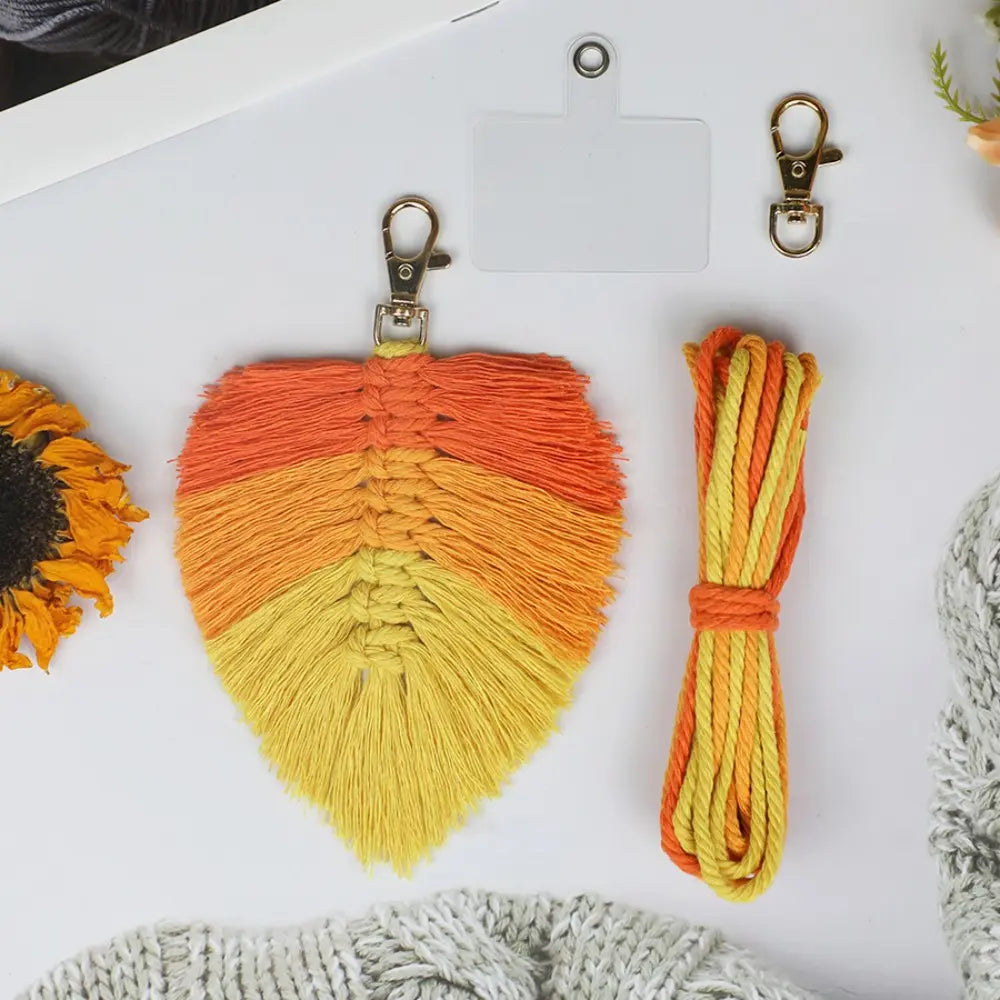 Macrame Kit for Beginners | DIY Leaf Macrame Keychain Craft Kit