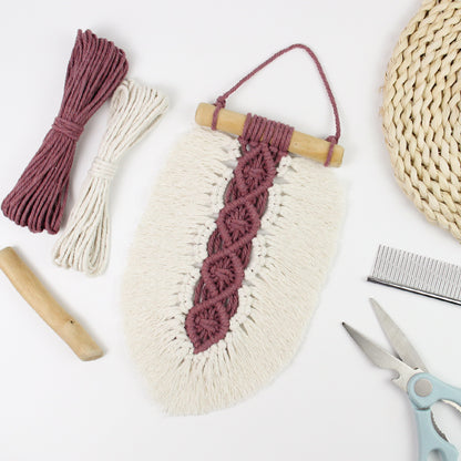 Macrame Kit Leaf Fringe Tapestry Weaving Kit | colour Leaf Vein Pattern | Customizable Leaf Shape | Bedroom/Living Room Decor | Beginner-Friendly