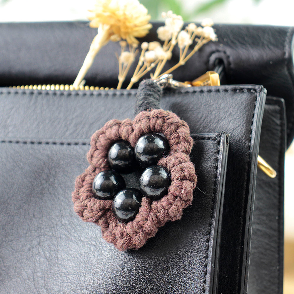 Wood Bead Flower Keychain Weaving Kit Macrame Kit | Multi-Colors | Cute Vitality | Bag Charm/Keychain | Beginner DIY Set