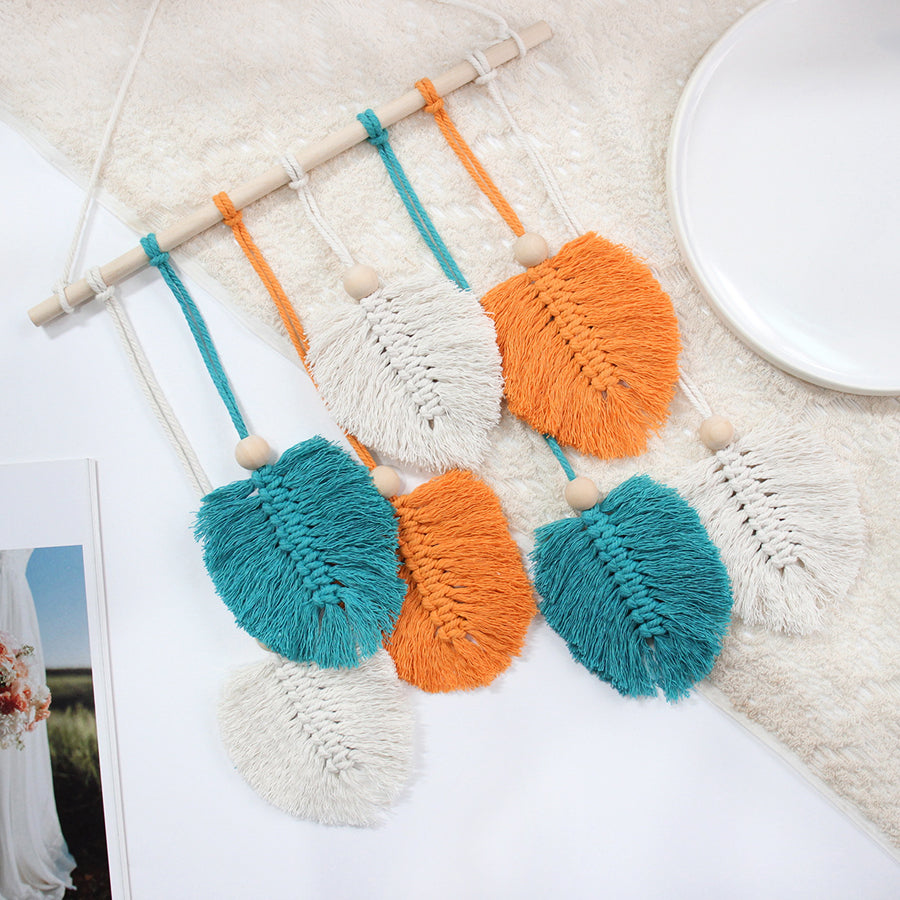 Macrame Kit Leaf Tapestry Weaving Kit | Bohemian Style | Adjustable Length | Bedroom/Living Room/Hallway Decor | Beginner-Friendly