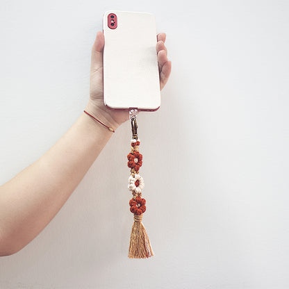 Macrame Kit Bohemian Style Interval Color Small Daisy Tassel Keychain Weaving Kit (Tassel Weaving Set): Polyester Rope, Tutorial, Antique Copper Lobster Clasp, Phone Clip. For Pendants/Bag Charms  Beginner Handmade DIY