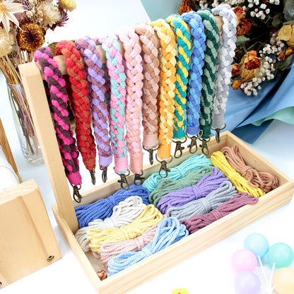 Macrame Kit Diagonal Half-Knot Keychain Weaving Kit | Multi-Colors (Gradient/Contrast) | 2-Color Wrapping | Wristband/Anti-Lost Strap | Beginner-Friendly