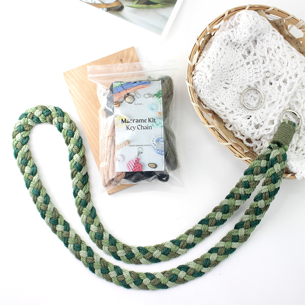 4-Strand Braid Lanyard/Keychain Weaving Kit Macrame Kit | Multi-Colors | Simple Elegant | Anti-Lost Strap/Bag Charm | Beginner DIY Set