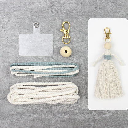 Girl Weaving Keychain Craft Kit Macrame Kit | Fringe Skirt | DIY Valentine's Gift, Beginner-DIY