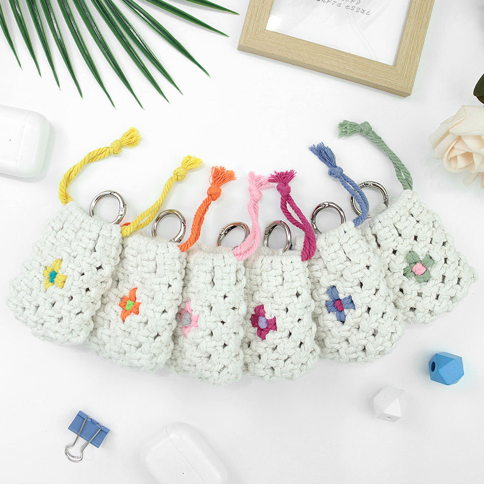 Daisy Earphone Bag Weaving Kit Macrame Kit | Drawstring Design | Adjustable Size | DIY Gift