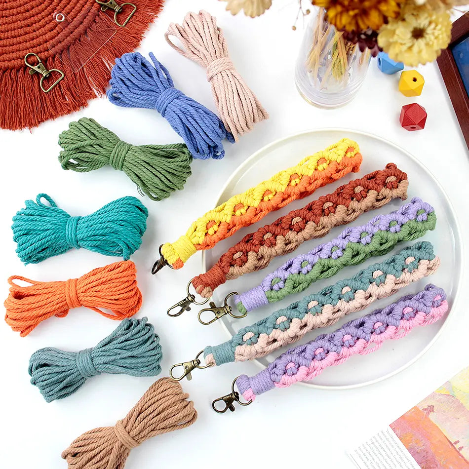 Macrame Kit for Beginners | DIY Diagonal Knot Macrame Wristlet Keychain Craft Kit