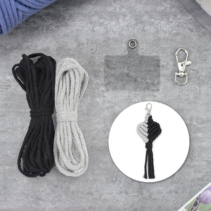 Macrame Keychain DIY Kit - Heart-Shaped Handmade Weaving Supplies with English Tutorial | Craft Set