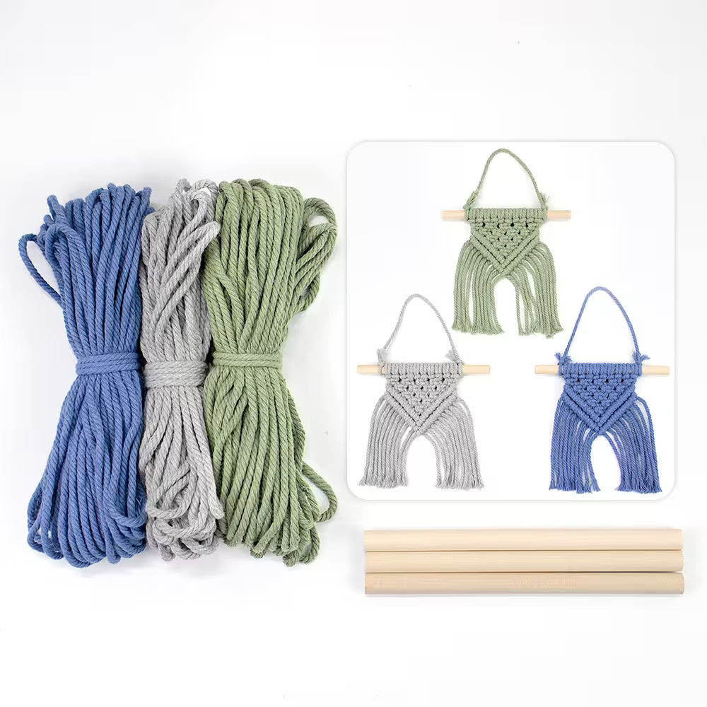 Macrame Kit for Beginners, Boho Mini Wall Hanging 3Pcs DIY Kit for Home Decor & Gifts