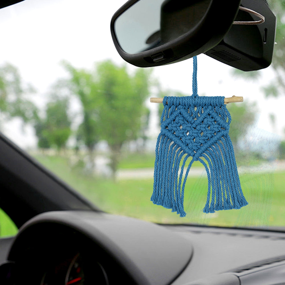 Macrame Kit Mini Love Tapestry Weaving Kit | Driftwood+Fringes | Car Mirror/Home Decor | Beginner-Friendly