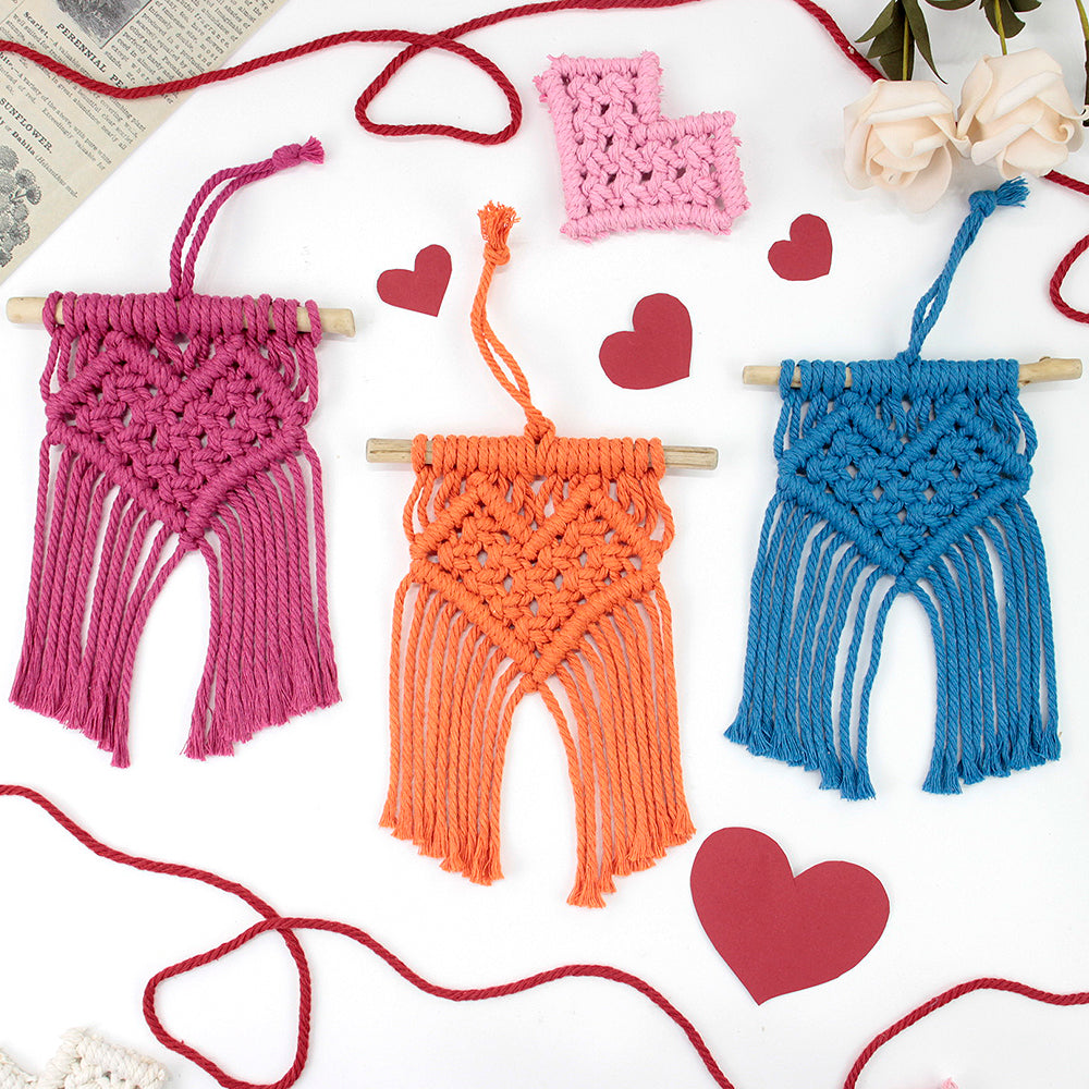 Macrame Kit Mini Love Tapestry Weaving Kit | Driftwood+Fringes | Car Mirror/Home Decor | Beginner-Friendly