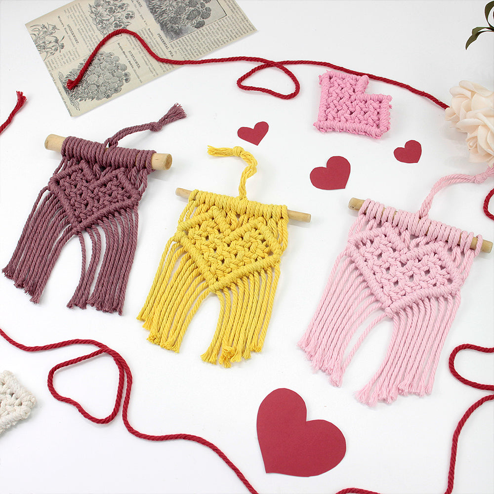 Macrame Kit Mini Love Tapestry Weaving Kit | Driftwood+Fringes | Car Mirror/Home Decor | Beginner-Friendly