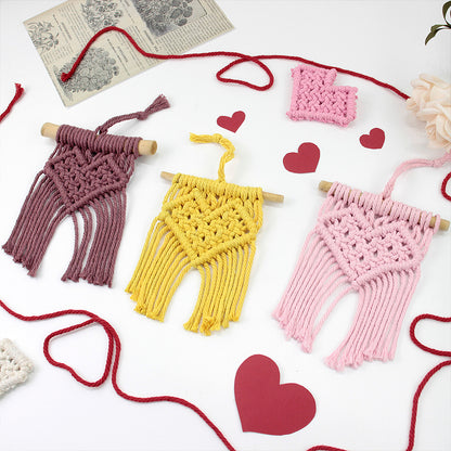 Macrame Kit Mini Love Tapestry Weaving Kit | Driftwood+Fringes | Car Mirror/Home Decor | Beginner-Friendly